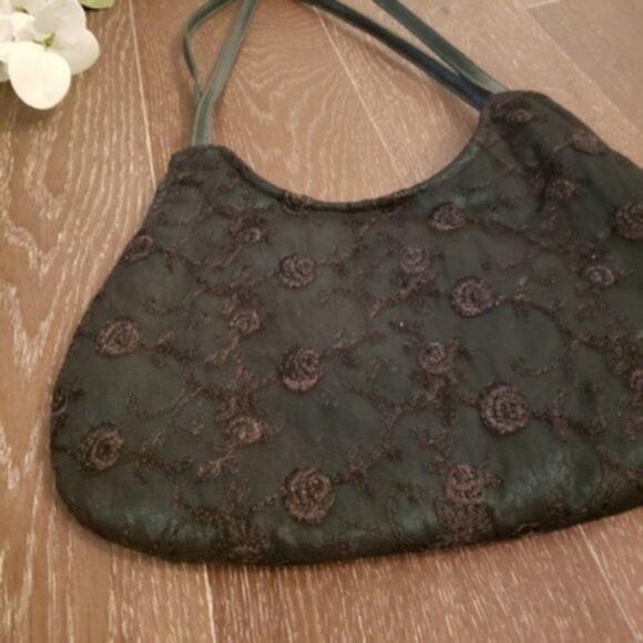 Chan Luu Embroidered Sequin Satin Lined Shoulder Bag Y2K Glam Beaded Indie Chic - Picture 2 of 8